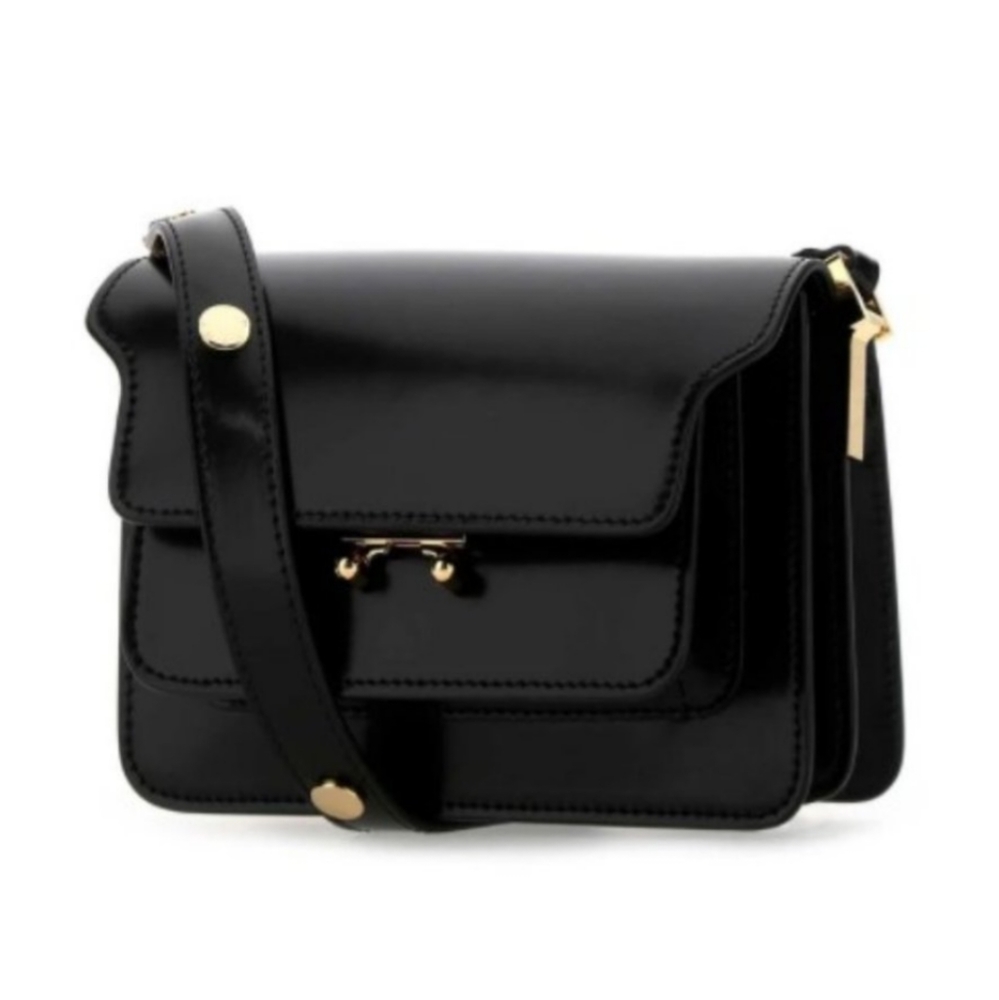 Marni Trunk Mini in Dark Navy and Gold Hardware